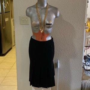 Escada Couture Pleated Wool Black  Skirt